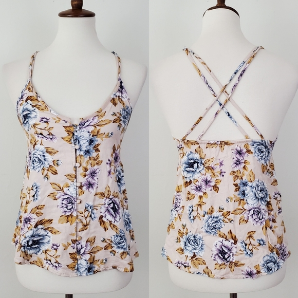 American Eagle Outfitters Tops - American Eagle Floral Button Up Strappy Tank Top